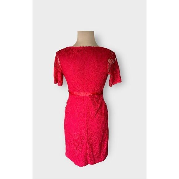 Planet Motherhood Short Sleeve Red Lace Maternity Dress with Satin Tie Size Smal - Picture 5 of 7